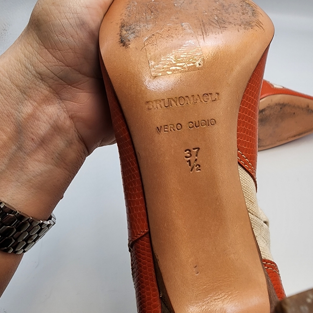 BRUNO MAGLI Vintage Ankle Boots - Orange Flames on Canvas, size 7½ - Picture 8 of 8